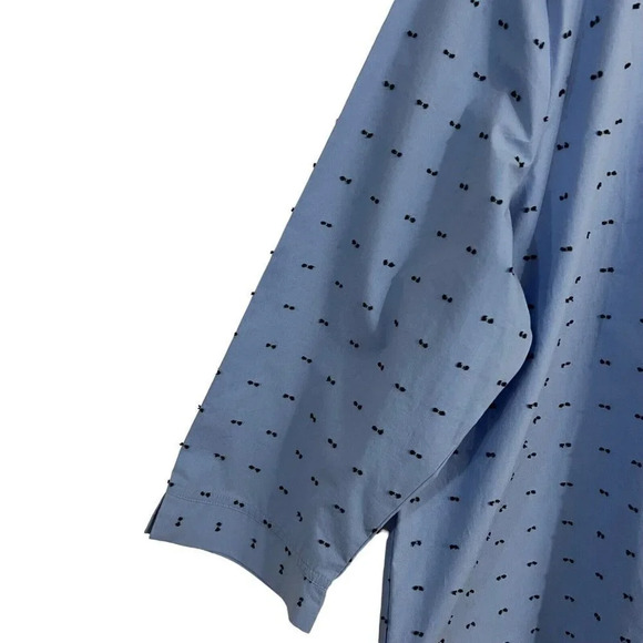 Van Heusen Light Blue Blouse Plus Size XXL Swiss Dot Keyhole on Backside of Neck - Picture 4 of 9